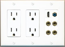 2 Speaker 4 Banana Binding Post Wall Plate 1 HD 1 RCA Jack 2 Outlet White