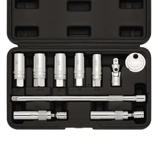 10PCS 3/8"Drive Magnetic Spark Plug Socket Set 6PT&12PT Extension Bar CR-V Steel