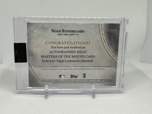 2017 Topps Luminaries NOAH SYNDERGAARD Relic Patch Auto #7/10 New York Met - Picture 3 of 3