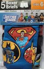 Justice League Boy Boxer Briefs Size 6 Pack of 5 100 Cotton