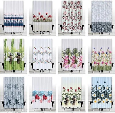 Modern Bathroom Shower Curtains, Choice of Extra Long and Wide or Narrow Width