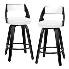 ALFORDSON 4x Swivel Bar Stools Eden Kitchen Wooden Dining Chair BLACK WHITE