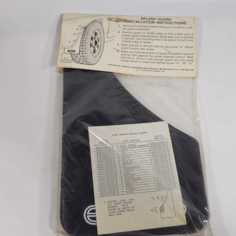 老式福特 EXP 原始设备制造商车轮防溅板 2 包黑色(全新旧货) — 第 2/3 张图片