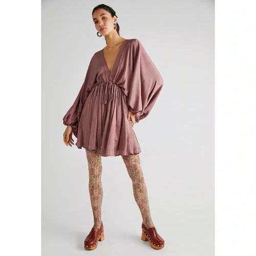 NWT Free People Arzel Mini Dress Long Sleeve in Cinnamon Sz Small - Picture 12 of 12