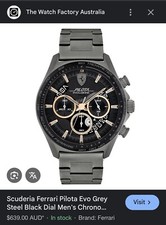 Scuderia Ferrari Pilota Evo Grey Steel Black Dial Men's Chrono Watch - 830824
