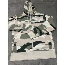 Nike camouflage fleece full zip hoodie mens casual small excellent