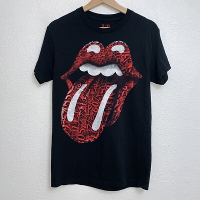Rolling Stones Zip Code Tour 2015 Tee Black T-Shirt Double Sided Size Small