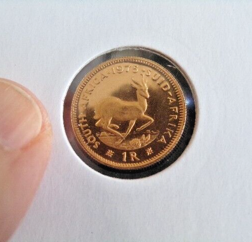 1 Rand Gold Coin. 1975. Immaculate, scarce and beautiful. Same as Half Sovereign - Picture 1 of 6