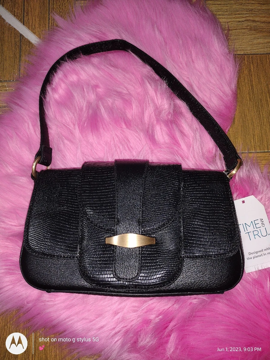 New Time Tru Women s Shoulder Mia Handbag Purse Black eBay