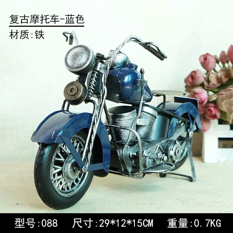 Vintage Handmade Iron Motorcycle Model Rustic Metal Art Motorbike Sculpture Gift - Image 4 of 4