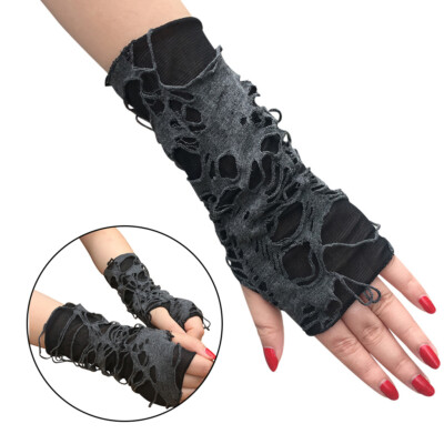 Damen Punk Fingerlose Handschuhe – Zerrissenes Design Für Cosplay, Halloween & Konzerte