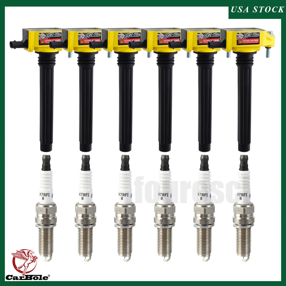 6 Pack Ignition Coil +Spark Plug for 2011-2017 Dodge Journey 3.6L