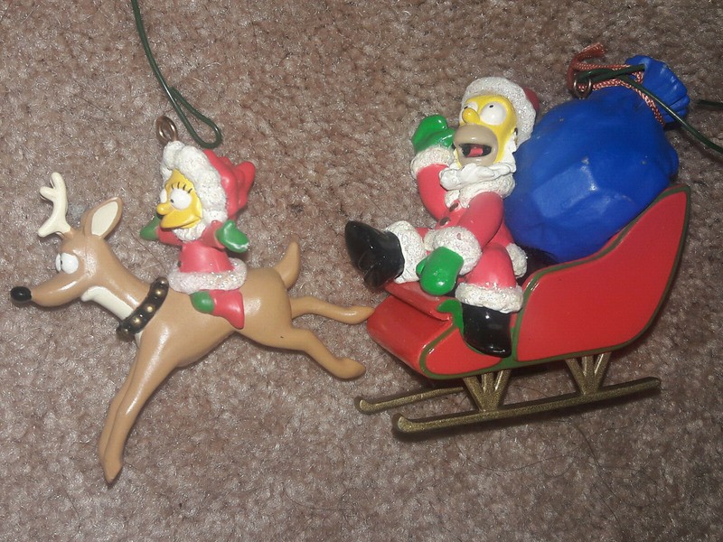 SIMPSONS Lisa Simpson Reindeer & Santa Homer Carlton Cards 2 Christmas Ornaments