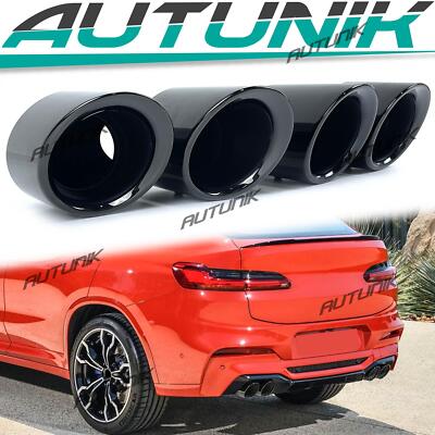 Black Twin Exhaust Pipes Tips for BMW X3 G01 X4 G02 M Sport 2019-2021