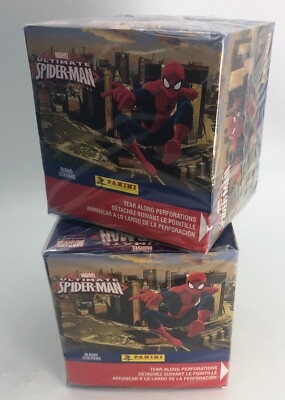 (2)x Ultimate Spider-Man Marvel Panini 2014 Sticker Trading Card Pack Box Lot