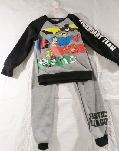 Avengers Superman Batman Fleece Sweatshirt & Jogger Pant Gray Boys size 4,5/6,7 - Picture 8 of 8