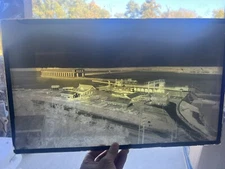 1910 Keokuk Iowa Vintage Glass Photo Negative Signed Anschutz Dam Powerhouse