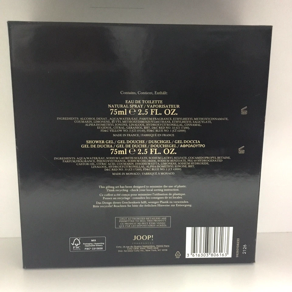 JOOP! Homme | Conjunto de presente masculino 2 peças: 2,5 oz. Eau de Toilette + gel de banho 2,5 oz - Imagem 3 de 3