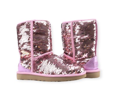 UGG Boots Women s Classic Short Sequin Pink - Size 7 US