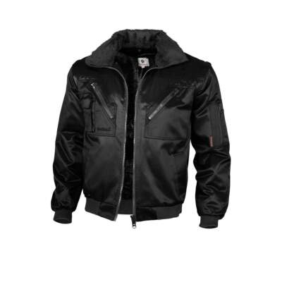 QUALITEX Pilotenjacke Bomberjacke SCHWARZ Winterjacke mit Westenfunktion