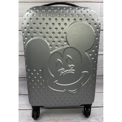 Disney Mickey Mouse Silver Hardshell Spinner Suitcase Carry On Luggage Bioworld