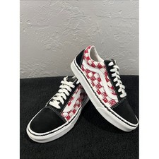 VANS Old Skool Low Sketch Blk/Red/Wht Checkered Sneakers Men 5.5 / Women 7