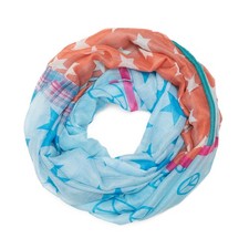 Loop Scarf Peace Stars Pattern Round Scarf Women Scarf Wrap Shawl Blue Turquoise