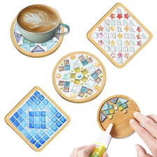 4 Sets DIY Glass Mosaic Tiles Kits for Crafts Coasters Home Decor Gifts