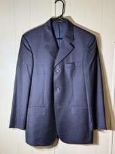 Baggio Sport Coat Boys 24A Tall Blue Plaid Super 110s Wool Career FormaI Italy