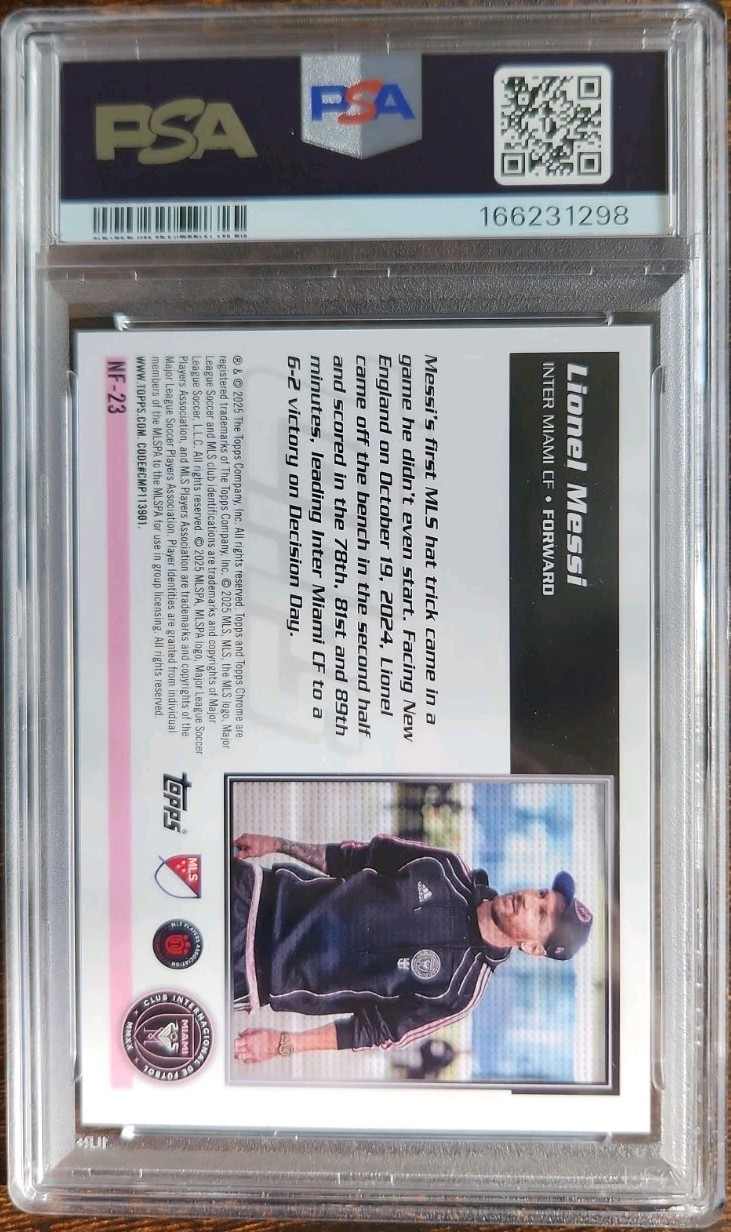 Lionel Messi 2025 Topps Chrome MLS 1995 Gold Donut Holes Inter Miami 08/50 PSA 9 view 2