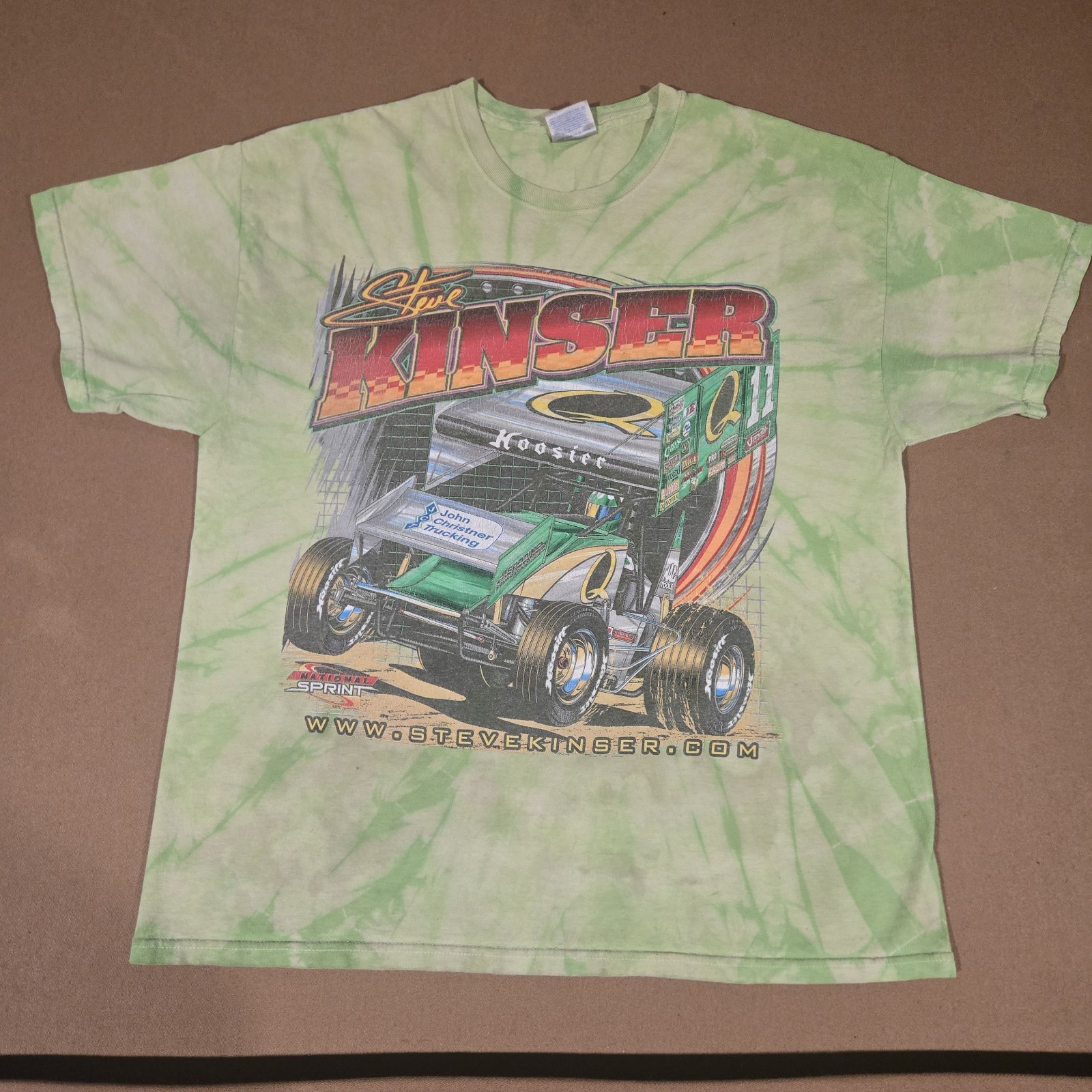 2006 Sprint Car Racing Steve Kinser T Shirt Quaker King of Outlaws Green Size XL