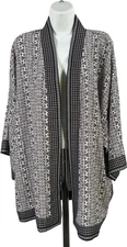Max Studio Women’s Black/White 1/2 Sleeve Kimono Top - Plus 1X