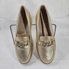 LifeStride Chelsea Bit Platform Loafers Gold Metallic Women s Size 10 Wide New