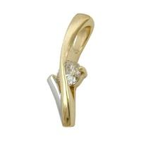 AnhäNger 19X6Mm Bicolor Rhodiniert Mit Zirkonia 9Kt Go*D | Gallay