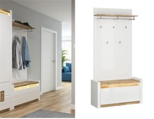 Hallway Storage Set Shoe Cabinet Wall Coat Hooks Shelf Hall Oak White Gloss Alam