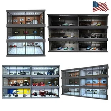 1/64 Diorama Car Garage Model LED Lighting City Repair Scene Model Display Case