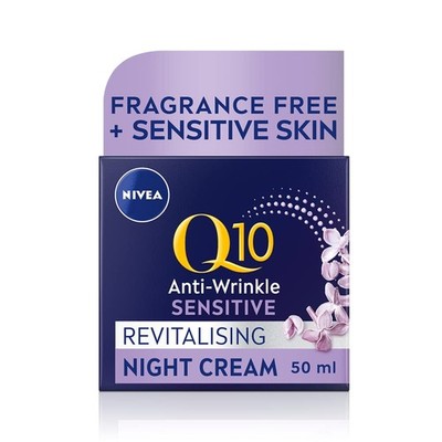NIVEA Q10 Anti-Falten Sensitive Revitalisierende Nachtcreme 50 ml (1er Pack) 