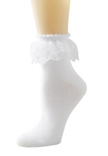 Lace Ruffle Frilly Ankle Socks for Women, Double Layer Lace, Vintage Dress