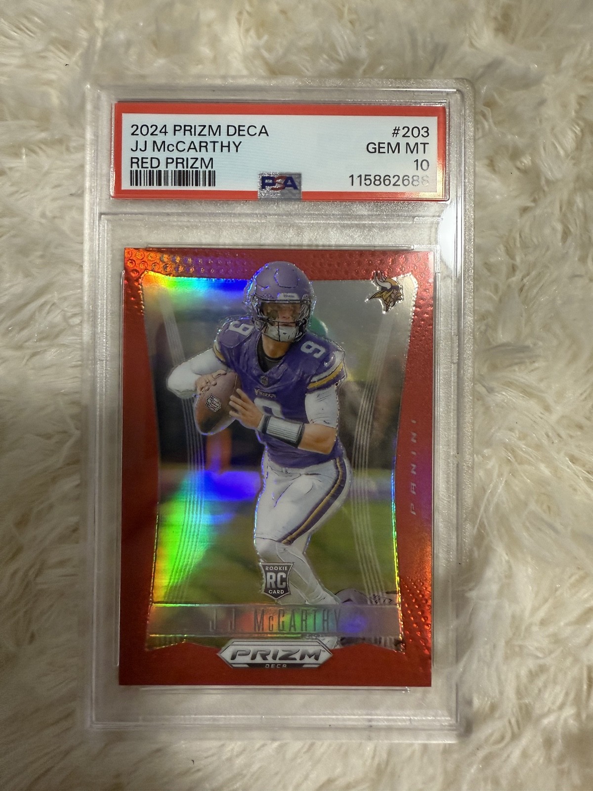 JJ McCarthy Panini Prizm Deca #203 Red Prizm