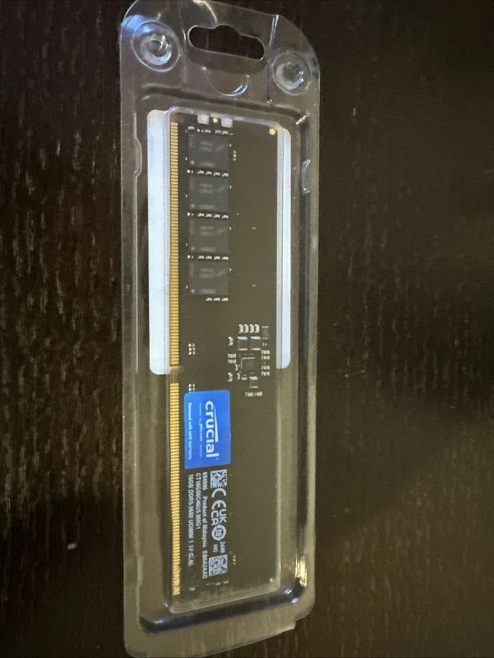 New Crucial 1x16GB DDR5 UDIMM RAM 5600MHz CL46 Desktop Memory - Image 2 of 2