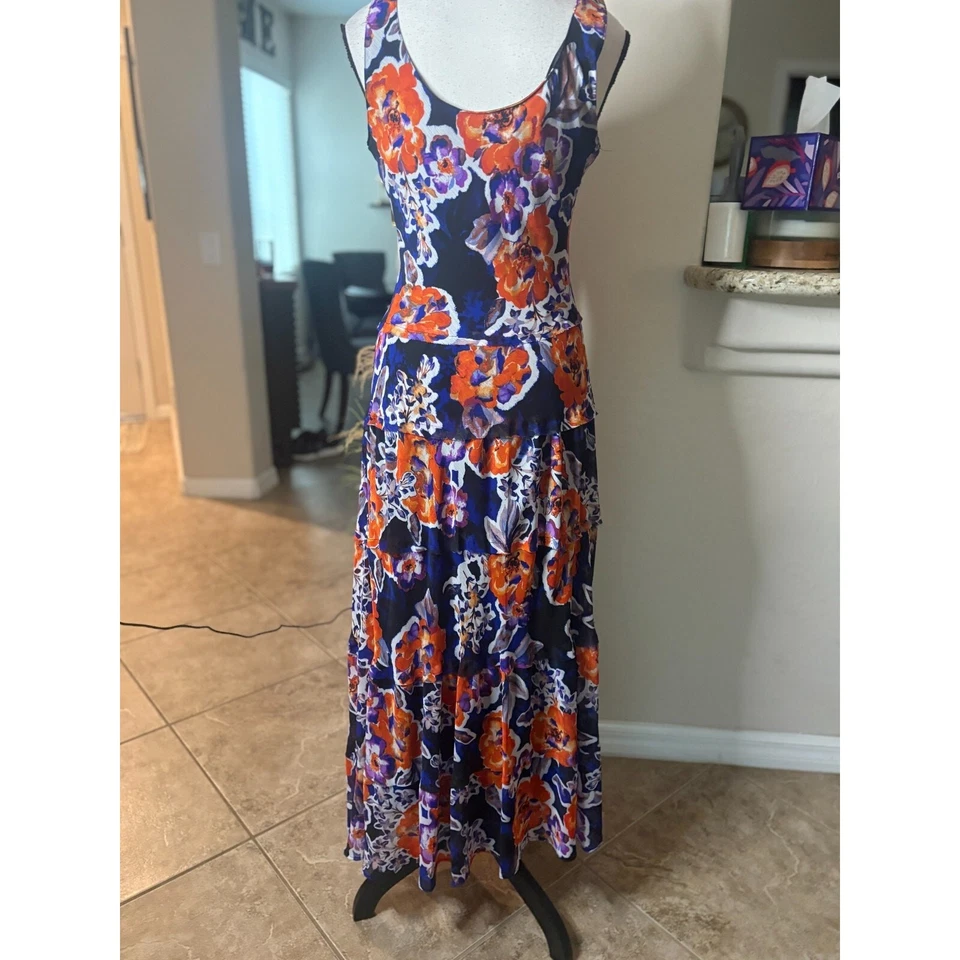 Vestido largo sin mangas floral maxi romántico para mujer Jones Studio talla 2 Foto 4 de 4