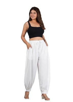 Indian White Casual Afghani Salwar Rayon Pakistani Shalwar Harem Pants