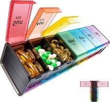 Daviky Extra Large Weekly Pill Organizer 2 Times a Day, XXL Box Rainbow