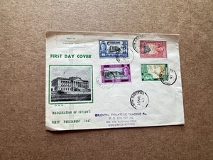 Ceylon 1947 FDC +New Constitution Inauguration #SG402-05 +Parliament Cachet +RR