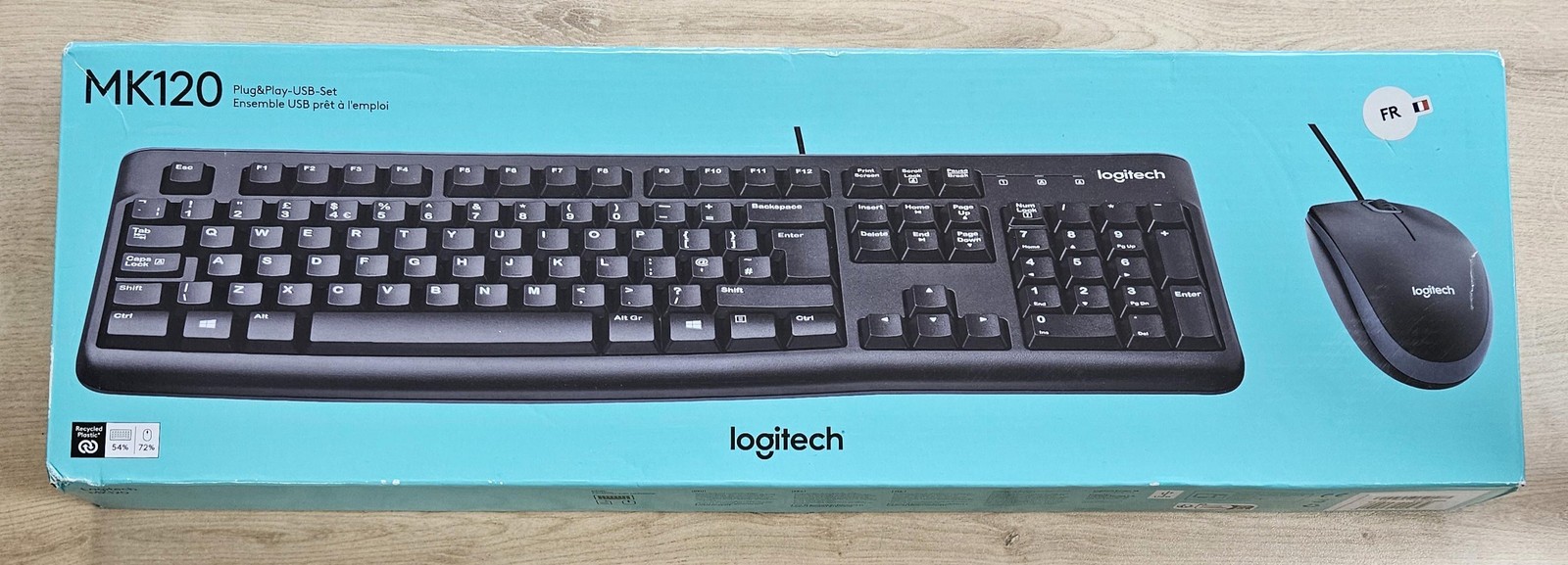 Ensemble Clavier Souris USB Logitech MK120 pour Éliminer les Pannes de Piles