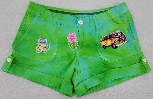 Nike donna 8 toppe corte verdi Procion cravatta ghiaccio tinte toppe spiaggia riciclate **