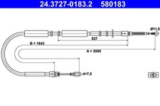 Bremsseil Seilzug Feststellbremse ATE 24.3727-0183.2 für AUDI A4 B6 8E2 8ED B7