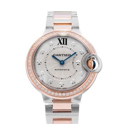 Cartier Ballon Bleu 33mm WE902077 3753 Steel 18k Rose Gold Ladies Watch Card
