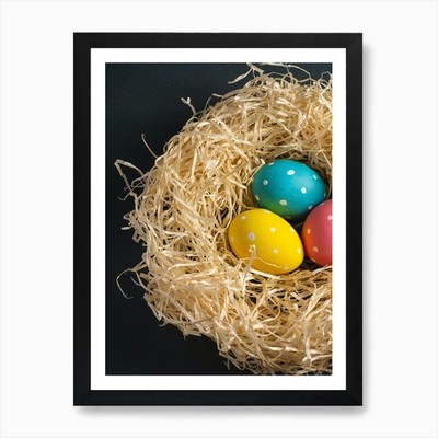 Ostereier im Nest 17 Kunstdruck gerahmt Wandbild Poster Leinwanddruck Bild