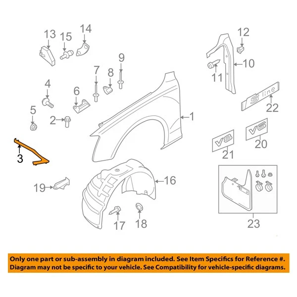 For 09-12 A4 Quattro & S4 Front Fender Brace Support Bracket Steel Right Side Foto 4 de 4